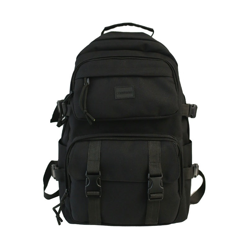 Korean-Style Large Capacity Backpack – 28% Off! Unisex Khaki Nylon School/Travel Bag with Laptop Pocket (20-35L)