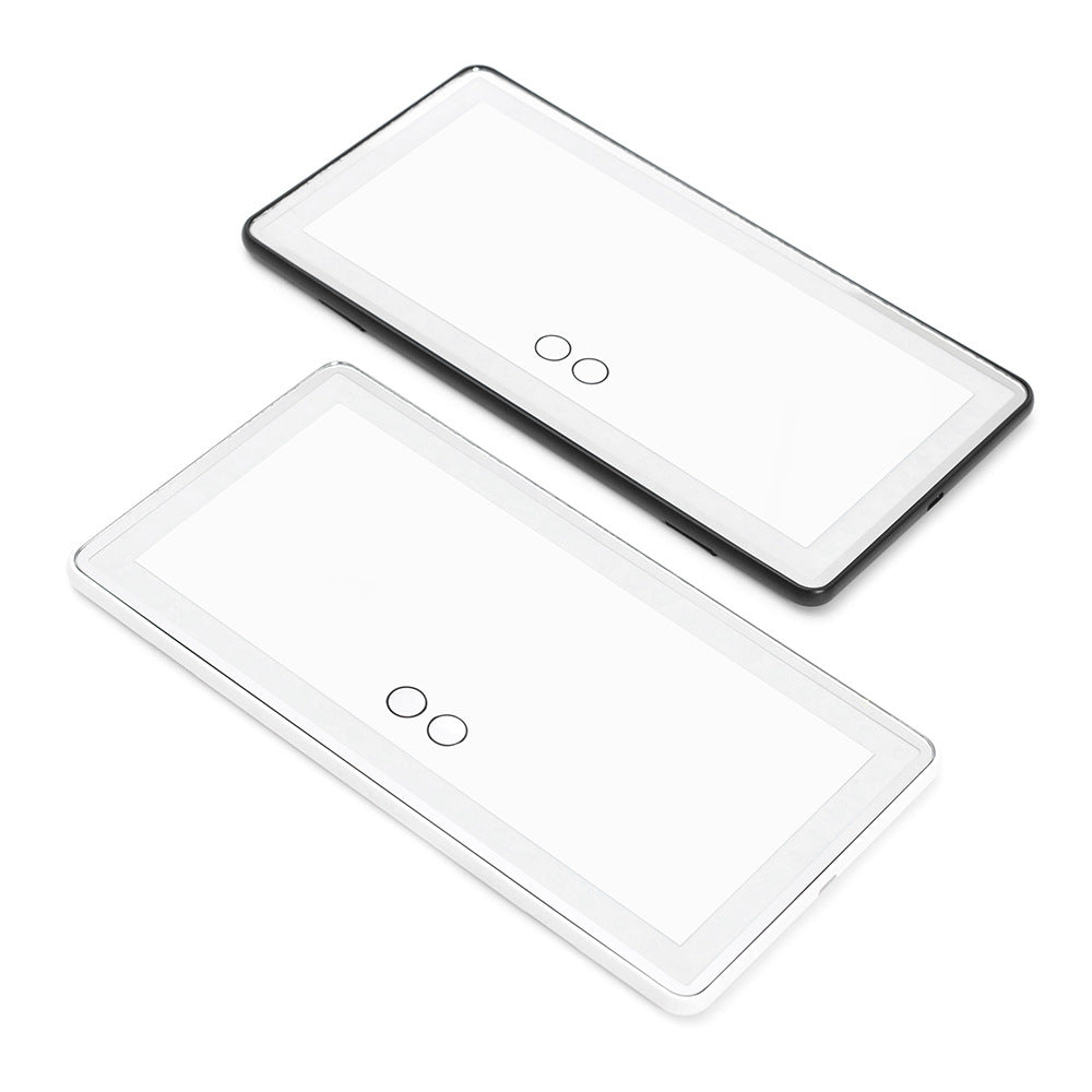 Two Car LED Vanity Mirror with black and white edges on a white background