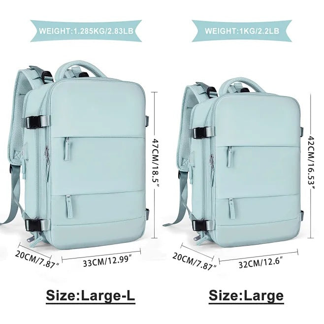 Water-Resistant Large Capacity Travel Backpack – 28% Off! Light Blue Bucket Bag with Drawstring & Comfort Straps